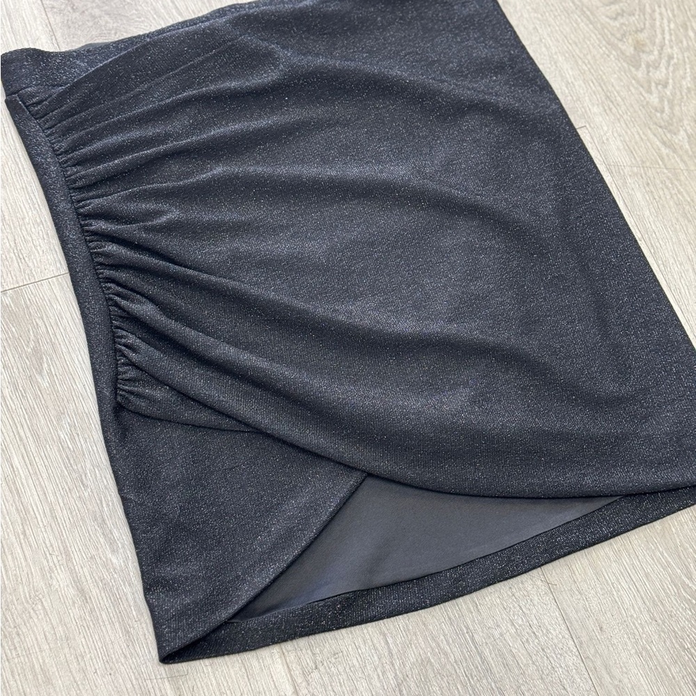 H&M black glitter Ruched Wrap Mini Skirt